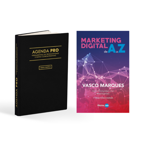 Pack Agenda Pro e livro Marketing Digital de A a Z