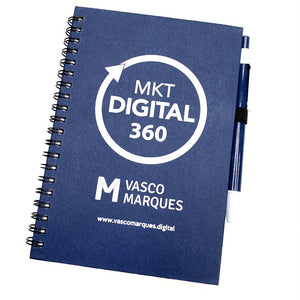 Caderno com caneta - Marketing Digital 360